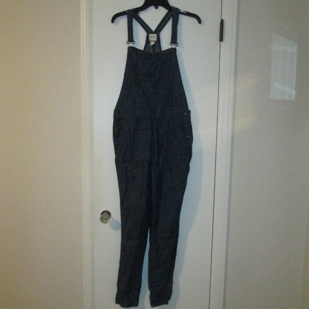 Dark Denim Blue Jean Bib Overalls 100% Cotton Skinny Legs ~ size 28 ~ Forever 21